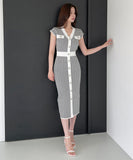 千鳥格子 新作 かわいい ロングドレス パーティードレス ゴージャス MY2-MLS5648