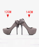 【12/14cm3色】パンプス ハイヒール リボン かわいい 脚長効果 パーティー MY5-ZJ007