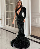 キャバドレス ロングドレス ピカピカ ワンショルダー セクシー 谷間魅せ XY2-PC-M0803