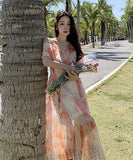 仙女風 フリル チュール サンドレス 淑やか 着瘦せ XH2-MMJ-9165