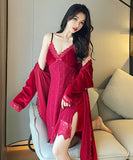 【4色・2点セット】大人かわいい セクシー Ⅴネック レース パジャマ ルームウェア MY8014