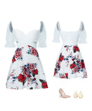 ミニドレス 花柄 かわいい 肌見せ 新作 Aライン キャバドレス 指名 MY2-XYD2186