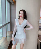 4色 レース 体型カバー 着痩せ 大人 かわいい sexy girl キャバドレス ミニドレス MY2148-MLS5195