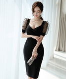 ミニドレス 韓国 ゴージャス 袖付き レース 高見え セール 新作ドレス レディース MY2-MLS4893