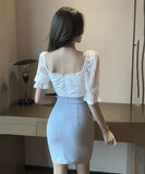 キャバドレス ミニドレス 大人かわいい 谷間魅せ フリル キャバクラ YN2169-YM8546