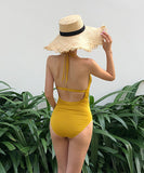 【２色】水着 着瘦せ 谷間魅せ セクシー 色鮮やか バックレス XH7-DP-A19411