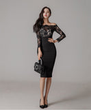 ミニドレス キャバドレス 肌見せ 長袖 レース 着痩せ 人気新作 MY2-ZED887678E49