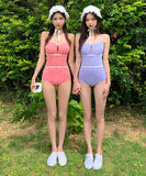 モノキニ タンキニ かわいい 水着 新作 リボン 肌見せ 清楚感 MY7-DP-A38798