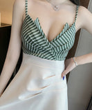 ミニドレス キャバドレス Aライン 体型カバー かわいい Vネック MY2-MLS6096