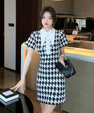 【2色】ミニドレス キャバドレス 千鳥格子 かわいい 新 作ゴージャス MY2-SX9109