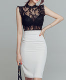 【上下セット】透け感 セクシー 新作 レース 着瘦せドレス キャバドレス MY2-ZED885236GT525