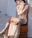 3色 ピカピカ おしゃれ ファッション 着痩せ ロングドレス キャバドレス レディース MY2069