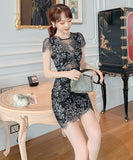 新作 セクシー チュール タイトドレス レース パッチワーク XH2‐JY4922