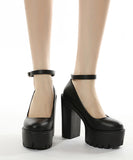 パンプス 痛くない 太ヒール レディース 靴 ストラップ 歩きやすい 黒 MY5029