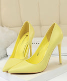 10cm/7.5cm 7色 無地 ゴージャス ハイヒール パンプス 新作 美脚効果 MY5-DS9511-17