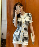 ミニドレス キャバドレス 新作 千鳥格子 かわいい ニット MY2-MLS6120A