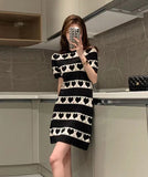 【4色】ミニドレス ニット ハート 柄 かわいい 新作 セクシー MY2-MLS6204