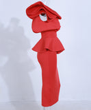 【独占販売】欧米 最新人気作 ロングドレス 宴会 フリル ワンショルダー セクシー XY2-PC-TB0020