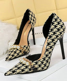 【2色】千鳥格子 新作 ハイヒール ゴージャス 高級感 MY5-DS-8829-1