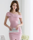 二次会 高見え かわいい ワンショルダー デザイン 肌見せ 同伴 キャバドレス ミニドレス MY2147-MLS3668