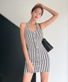 ミニドレス キャバドレス 千鳥格子 新作 ニット MY2-MLS6207