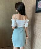 ミニドレス キャバドレス フリル 大人 かわいい レース 刺繡 新作 MY2-YM8637