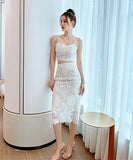 【上下２点セット】セクシー 高級感 レースドレス 披露宴 宴会 二次会XH2-JY4975