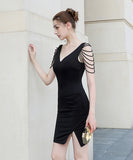 【指名必須】特別デザイン 高見え高品質自社生産ミニドレス二次会宴会  YN2051