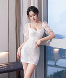 レース 清楚感 かわいい キラキラ 新作 着瘦せ ゴージャス キャバドレス ミニドレス MY2-XYD2161