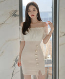 ミニドレス キャバドレス かわいい 新作 オフショルダー MY2-ZED885099GT525