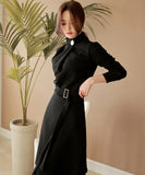 ロングドレス ドレス ワンピース 二次会 忘年会 新年会 長袖 フリル 韓国 XY2-ZED88953GT525