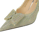 【3色】キラキラ リボン 高見え ゴージャス 結婚式 二次会 女子会 ハイヒール パンプス　XH5-DS1932-18