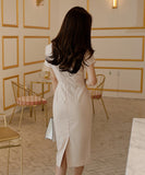 ワンショルダー ドレス パーティードレス 結婚式 二次会 ひざ掛け ドレス 同伴 アフター MY2-ZED883753BX