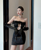 キャバドレス 透かし彫り ふわふわ 大人可愛い ユニーク 宴会 ナイトクラブ XH2-LQE9413BF05