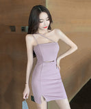 4色 新作 セクシー スロープ ショルダー ミニドレス キャバドレス スカート ZD2507-YM8507