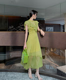 セレブ風 ロングドレス フリンジ エレガント シフォン XH2-JY-1941