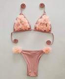 【3色】セクシー水着ビキニホルターネック花レースXH7-YL1047