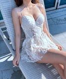 水着 Aライン レース 可愛い 肌見せ 着瘦せ ビキニ XH7-SD2113