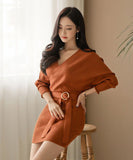 【2色】ミニドレス キャバドレス 袖付き 新作 ゴージャス 高見え MY2-ZED889526B