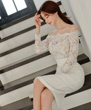 ミニドレス キャバドレス 肌見せ 長袖 レース 着痩せ 人気新作 MY2-ZED887678E49