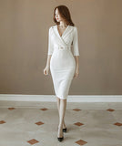 ひざ丈 ドレス ミニドレス 新作 通勤 結婚式 新作 淑やか MY2-ZED887243E