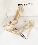 【2色】千鳥格子 新作 ハイヒール ゴージャス 高級感 MY5-DS-8829-1