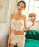 【2点セット】夏 ルームウェア パジャマ レース かわいい 涼しい MY8-GR321