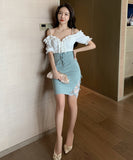 ミニドレス キャバドレス フリル 大人 かわいい レース 刺繡 新作 MY2-YM8637