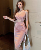 エレガント 透かし彫り セクシー 高級感 谷間魅せ パーティードレス XH2-LQE8123MR418