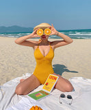 【２色】水着 着瘦せ 谷間魅せ セクシー 色鮮やか バックレス XH7-DP-A19411