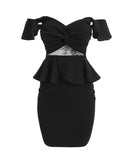 ミニドレス キャバドレス フリル レース 清楚感 おなかカバー 着瘦せ YN2242-YM8588