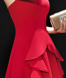 高見え フリル 宴会 パーティー ドレス 着痩せ 新作 XY2-MLS3681