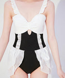 水着 モノキニ コントラストカラー 可愛い フリル 仙女風 XH7‐DPA29893