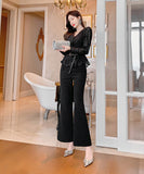 【上下セット】ワイドパンツ着瘦せ キャバスーツ 新作 高級感 MY2-JY5236